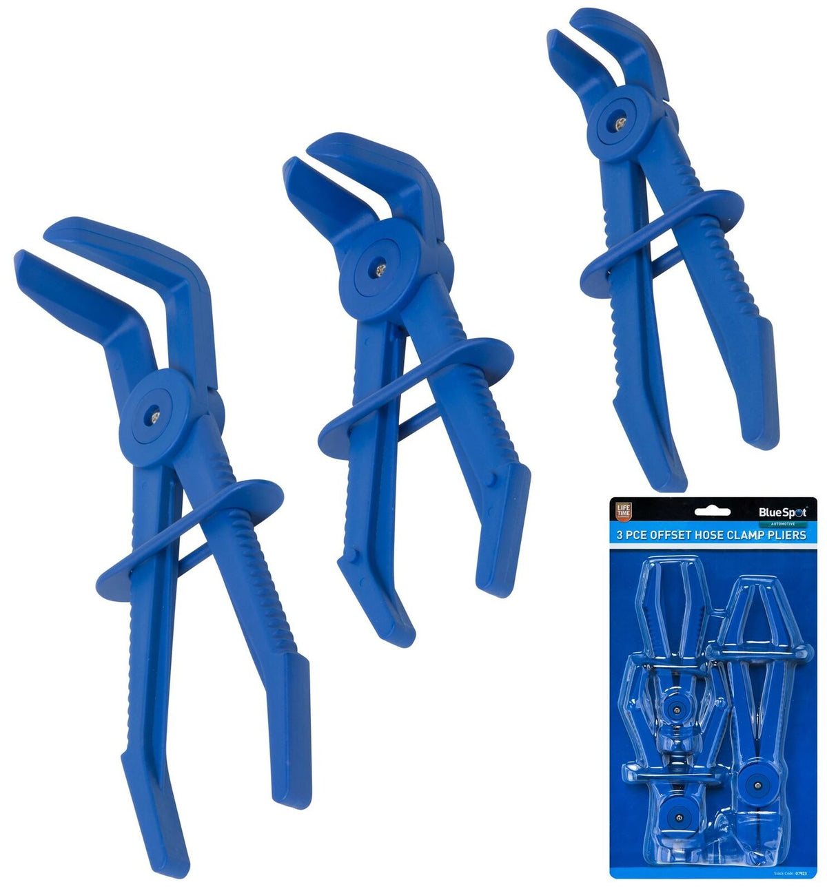 Bluespot 3pc Flexible Offset Hose Pliers Clamp Plier Set Brake Radiator Pipes