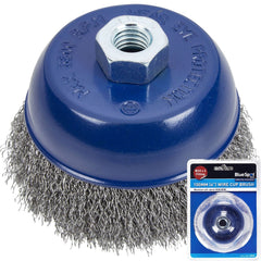 BlueSpot Steel Wire Cup Brush Welding Rust Paint Removal M14 X 2 100MM 4"