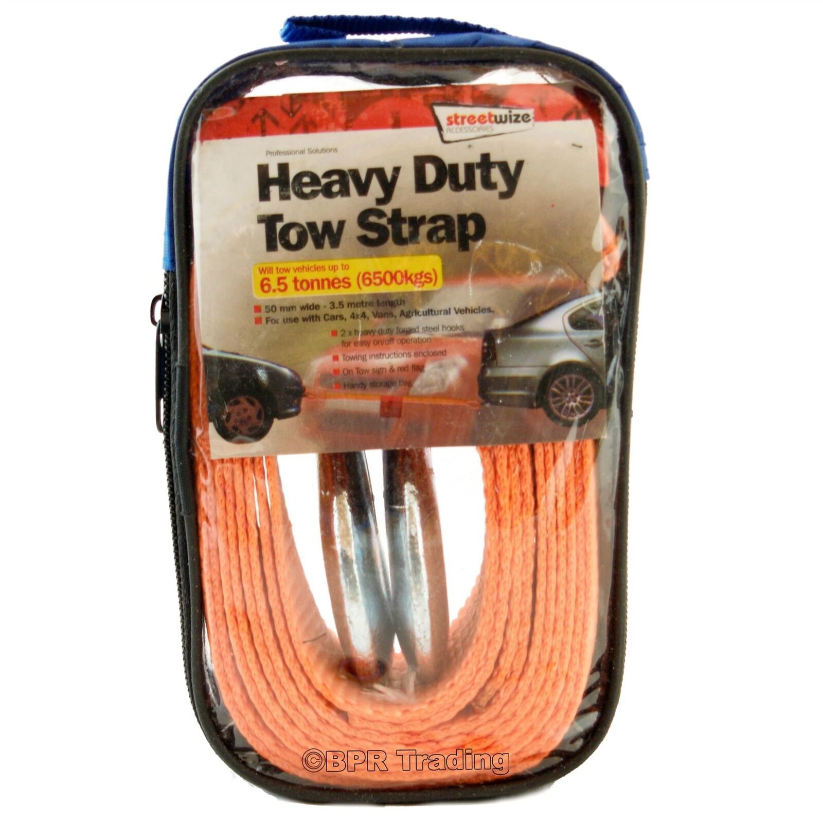 Tow Strap  Heavy Duty 6.5 Tonne Breakdown Recovery Towing Rope 3.5M SWTB65