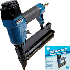 Silverline 50mm Aluminium Air Nailer Stapler Upholstery 18 Gauge Tacker Nail Gun