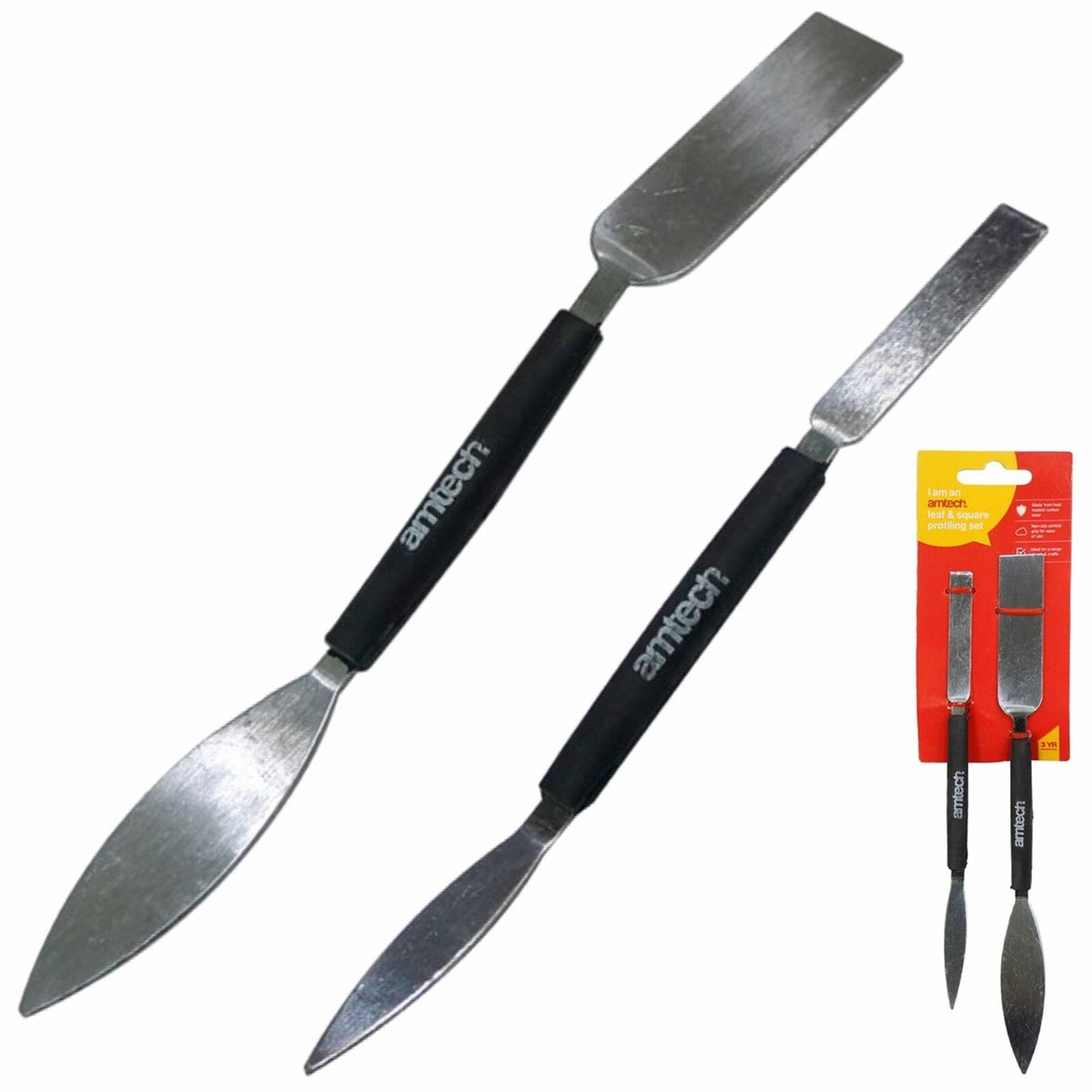 Amtech 2pc Small Large Square And Leaf Set Finishing Trowel Pointing Tool