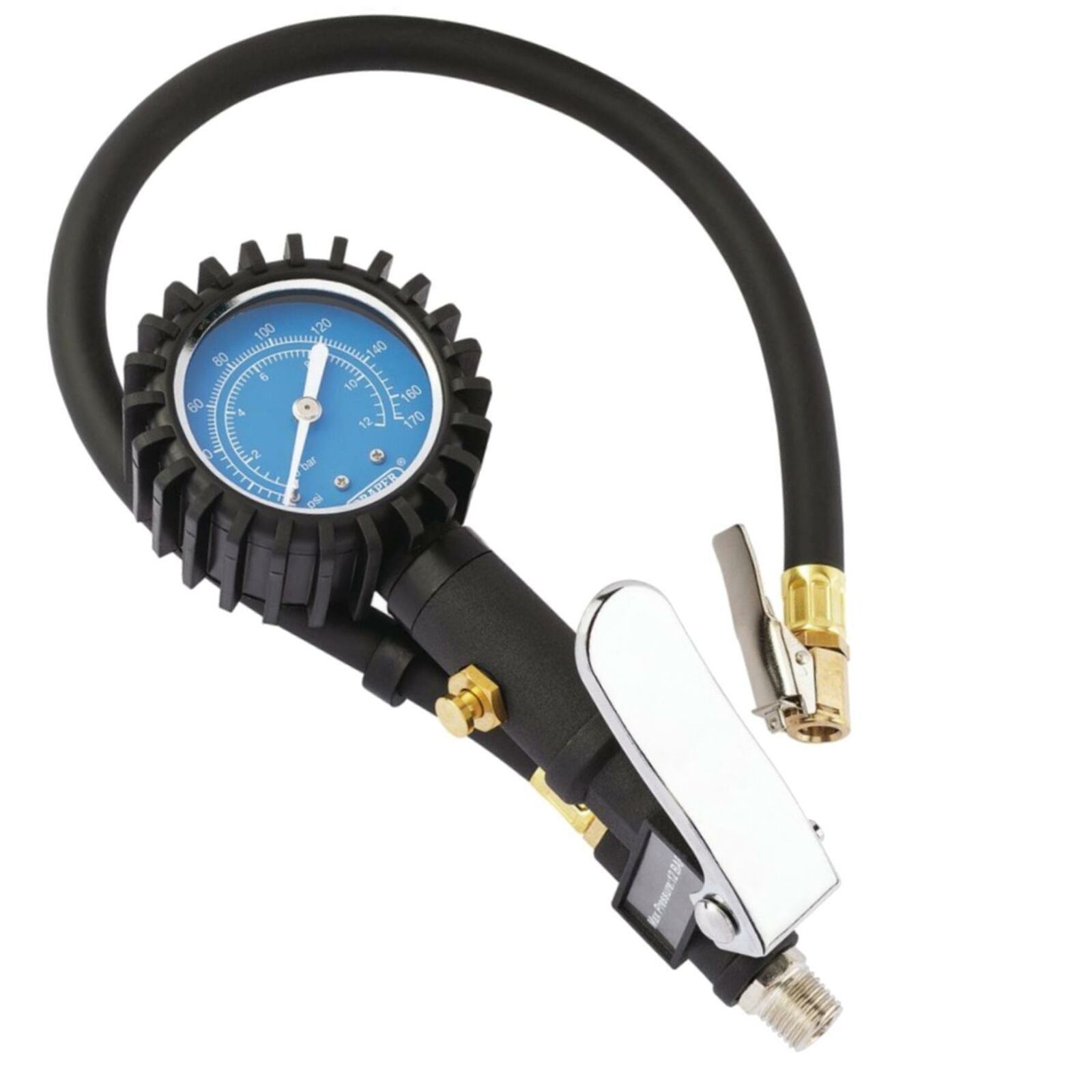 Draper Black Garage Air Line Tyre Pump Inflator Pressure Gauge Compressor Tool