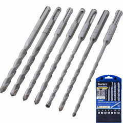 BlueSpot 7pc SDS Plus Masonry Hammer Drill Bits Set Brick Concrete 5 6 8 10 12mm