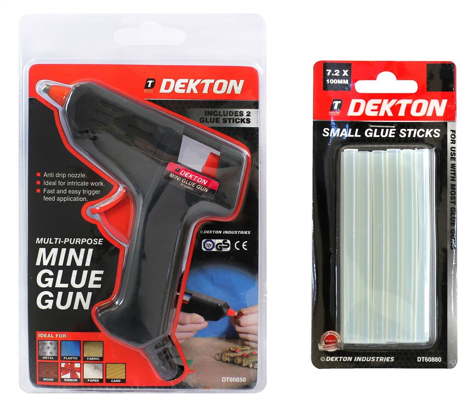 Dekton Hot Melt 10w Glue Gun With 14 Adhesive Sticks  Hobby Craft Wood Plastic