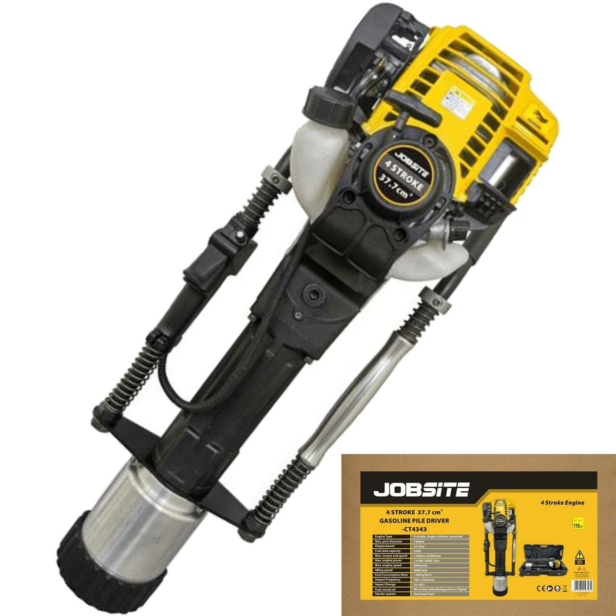 Jobsite 37.7cc 4 Stroke Hammer Rammer Pile Driver Petrol Post Rammer Knocker