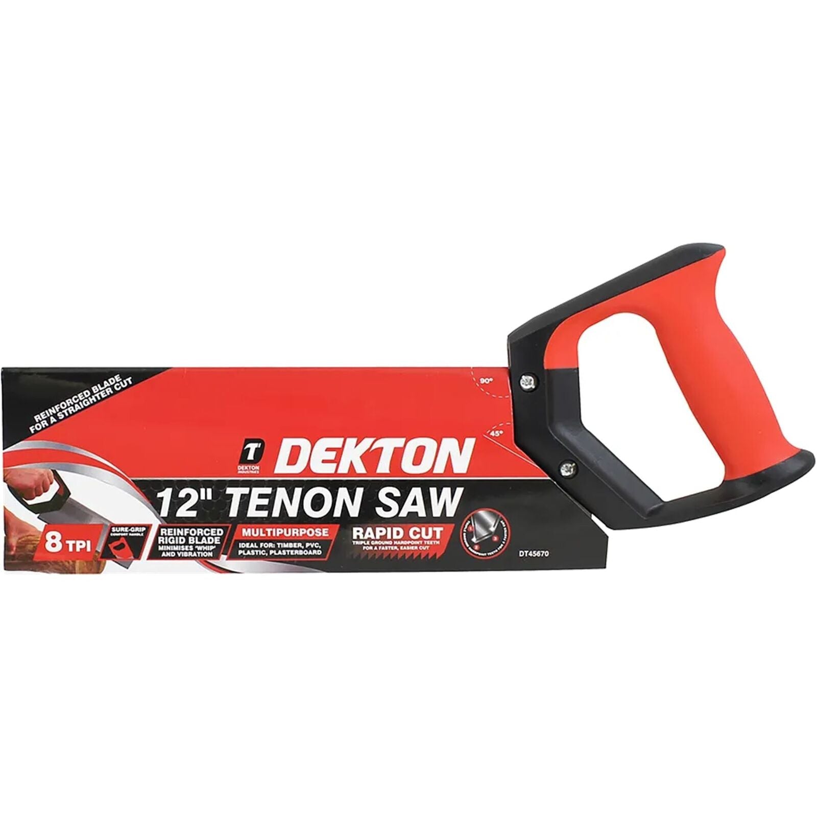 Dekton 300mm Hardpoint Mitre Soft Grip Tenon Saw 8 tpi For Cutting Wood