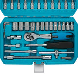BlueSpot 46 Pc Metric Socket 1/4" Drive Ratchet Bit Set Torx Philips Pozi Hex