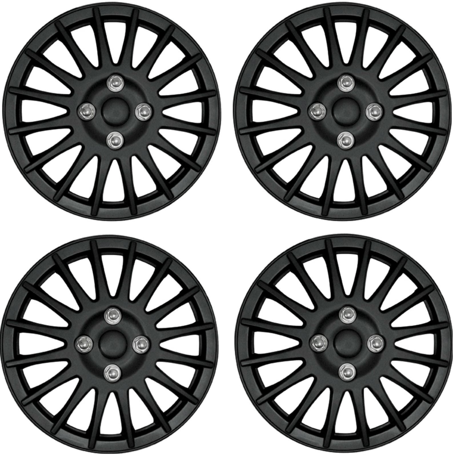 Streetwize Car Wheel Trim Set 14" Lightning Black Set Of 4 Hub Caps Covers
