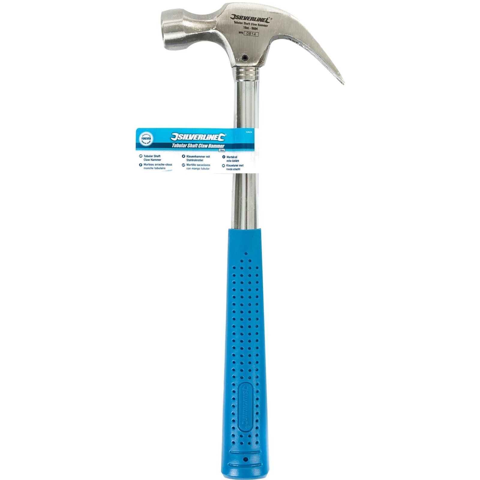 Silverline 16oz Tubular Shaft Claw Hammer Rubber Grip Handel Hardened Steel Head