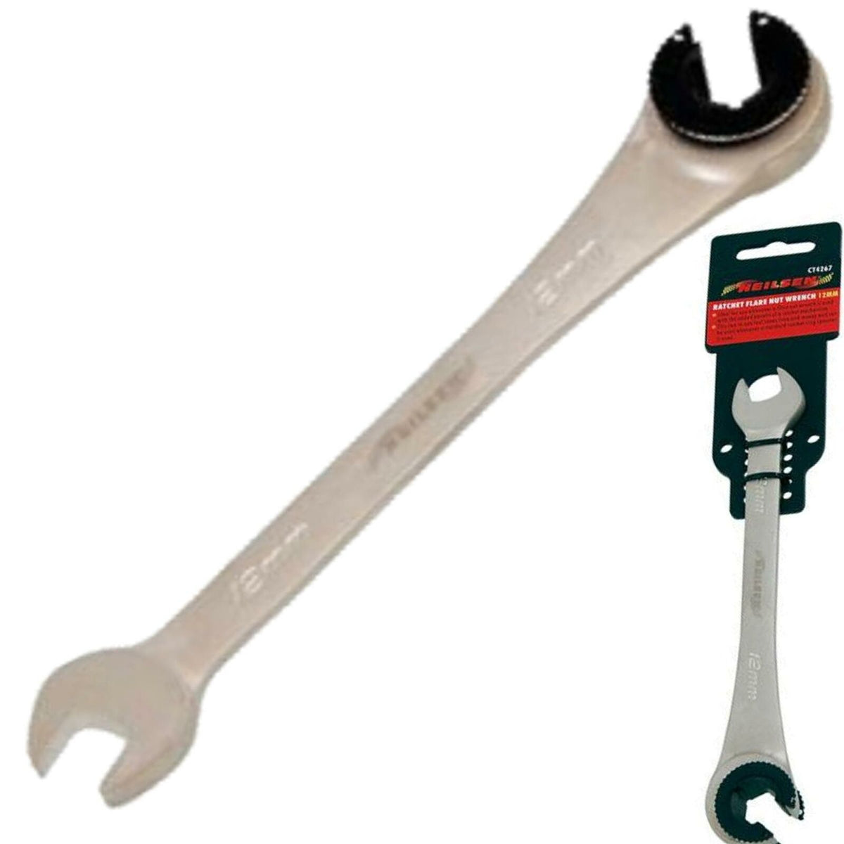 Neilsen 12mm Flare Nut Wrench Ratchet & Standard Open Ended Brake Pipe Spanner