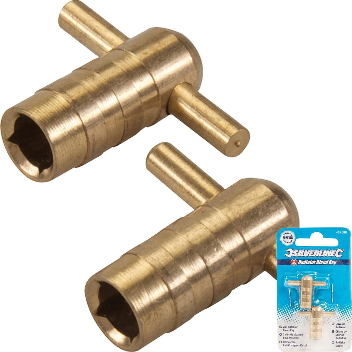 Silverline 2pc Bleeding Plumbing Radiator Bleed Gas Air Valve Solid Brass