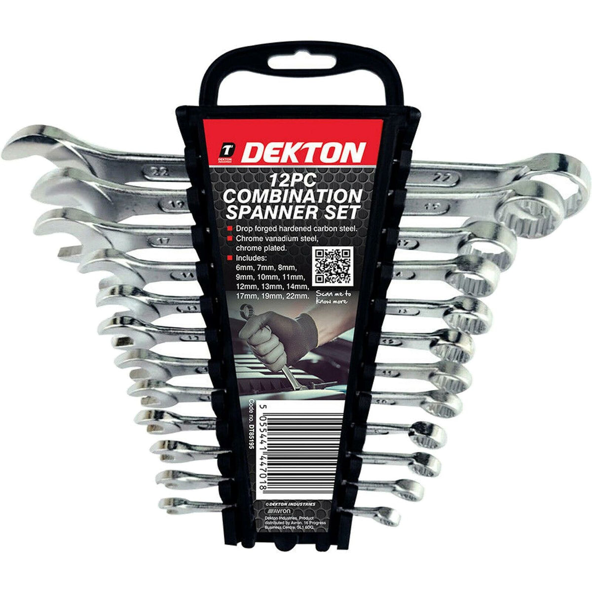 Dekton 12pc Combination Spanner Set Metric Steel Chrome Plated 6mm - 22mm