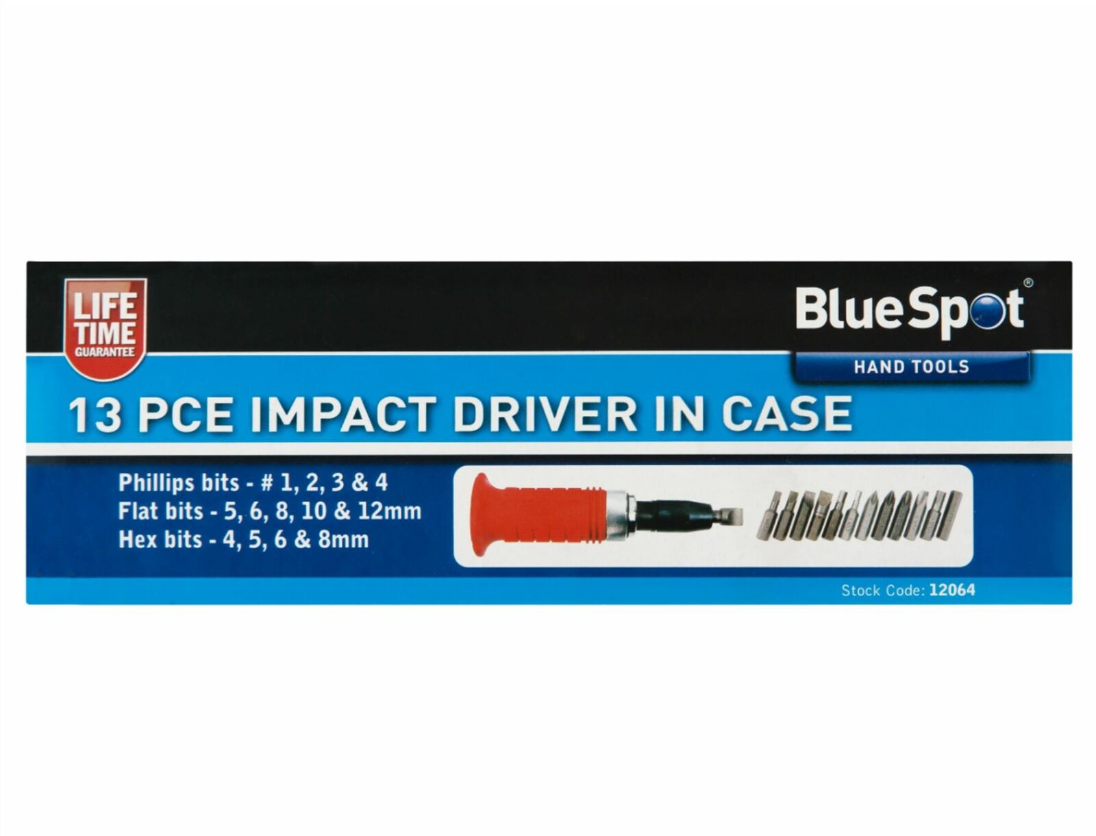 BlueSpot 13pc Impact Screwdriver Screw Socket Tool With Bits Set 1/2" Inch Drive