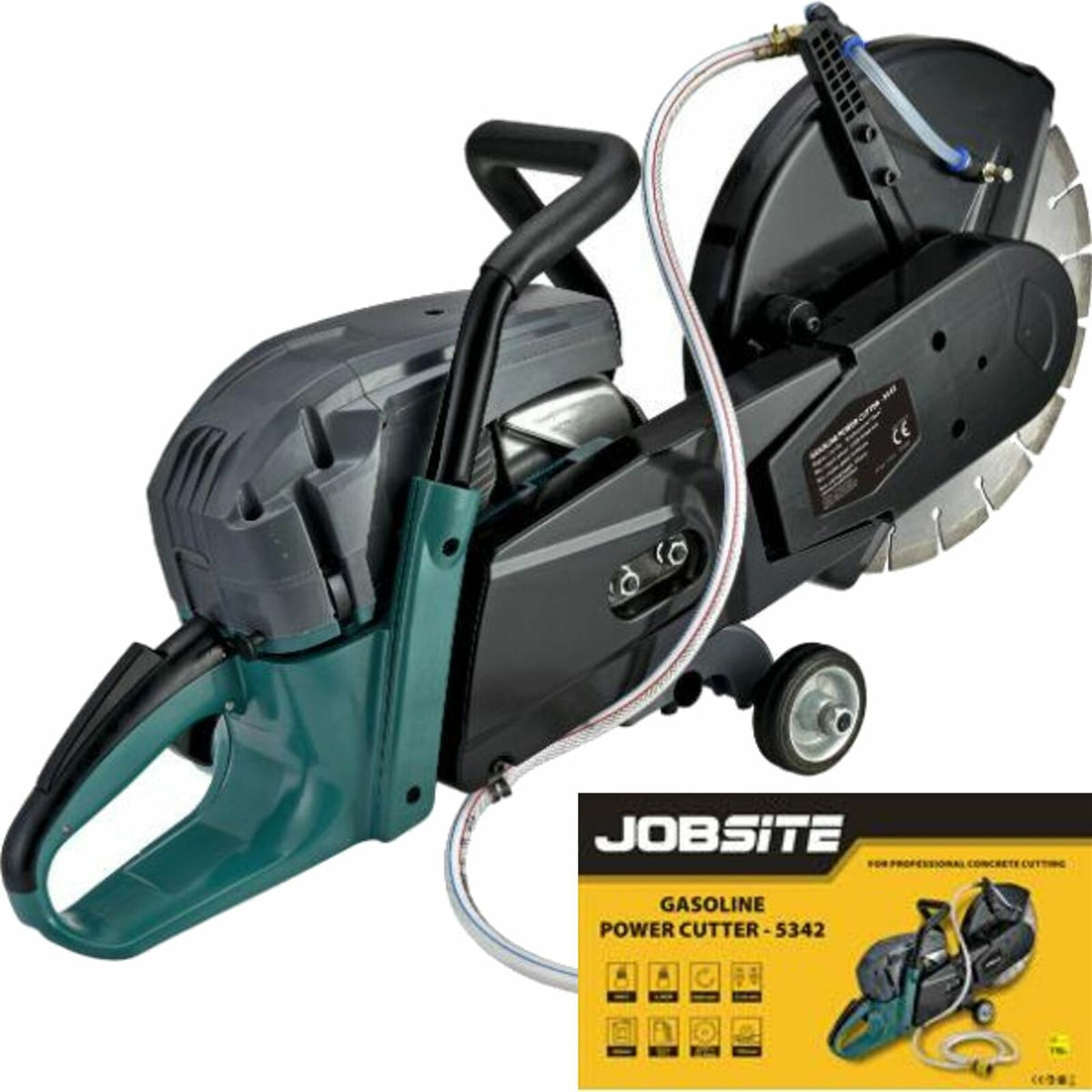 Jobsite 2400W 300mm 2 Stroke Petrol Disc Power Stone Saw Concrete Cutter 12"