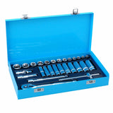 Bluespot 28pc Metric Standard & Deep Socket Set 3/8" Drive Ratchet 8mm - 24mm