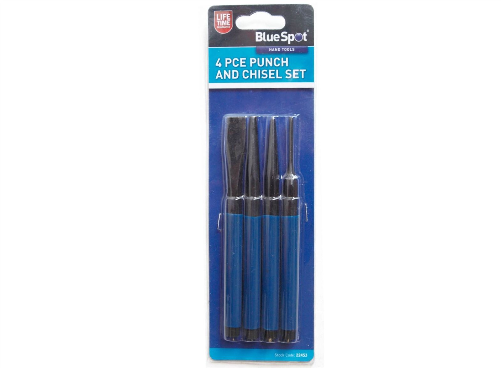 BlueSpot Punch & Chisel Set 4 Pc Cold Chisels Cente Pin Taper Parallel 22453