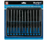 Bluespot 12pc Pick And Hook Set Plus Precision Screwdriver Torx Flat & Phillips