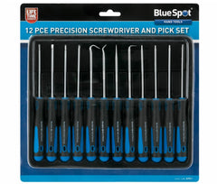 Bluespot 12pc Pick And Hook Set Plus Precision Screwdriver Torx Flat & Phillips