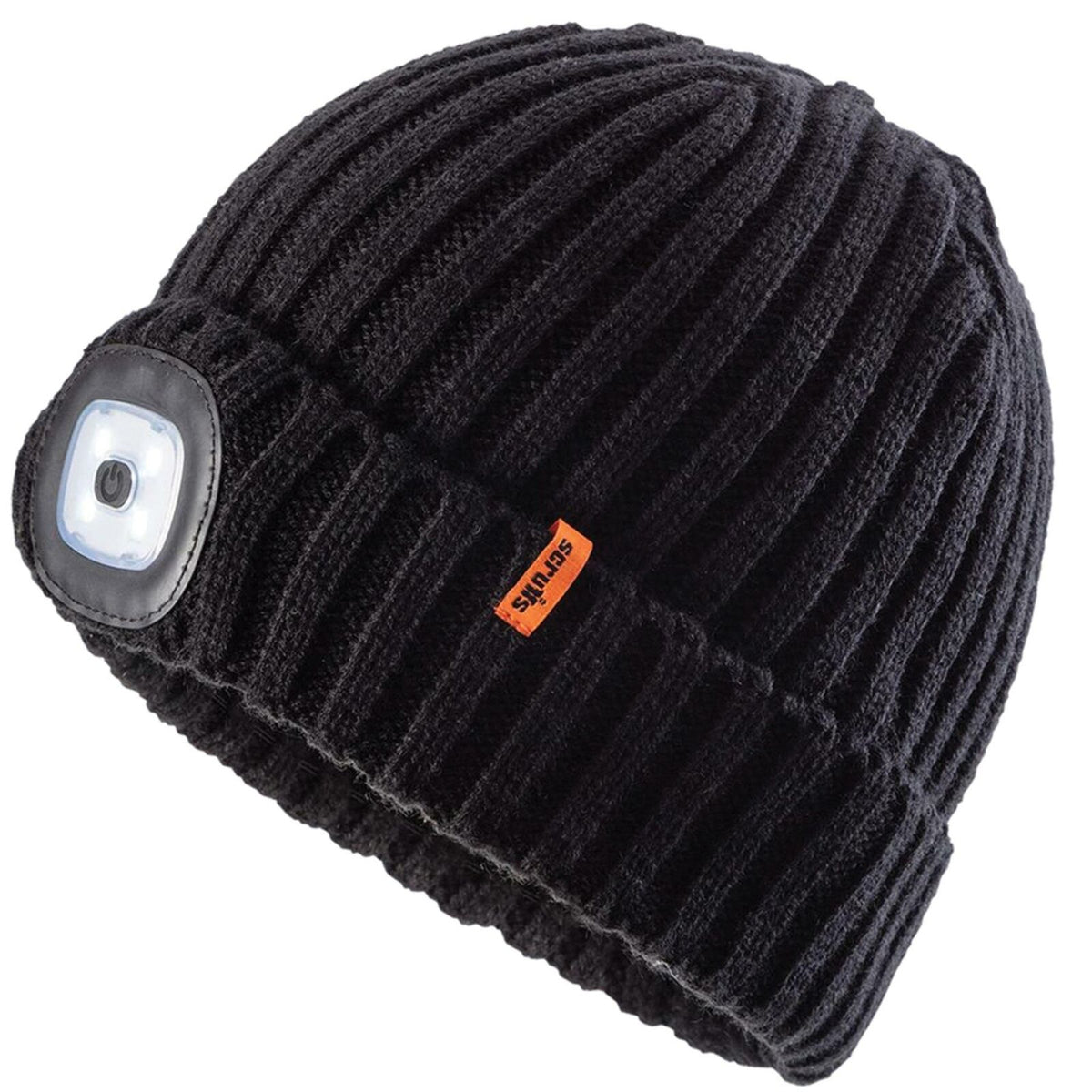 Scruff LED Knitted Beanie Warm Winter Thermal Black Work Hat Cap