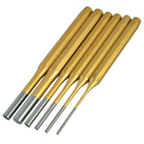 BlueSpot 6pce Gold Pin Punch Set Hand Tools Mechanical Metal Holes Drill Punches