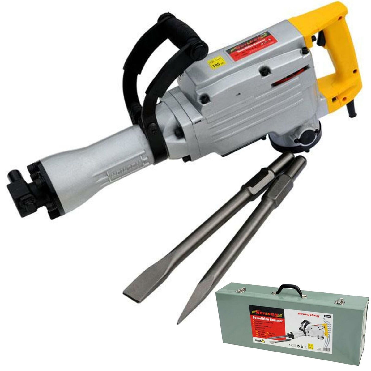 Neilsen 110v Electric Demolition Jack Hammer Drill Concrete Breaker Chisel 1500w