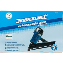 Silverline 90mm Aluminium Air Framing Nailer Upholstery 18 Gauge Nail Gun