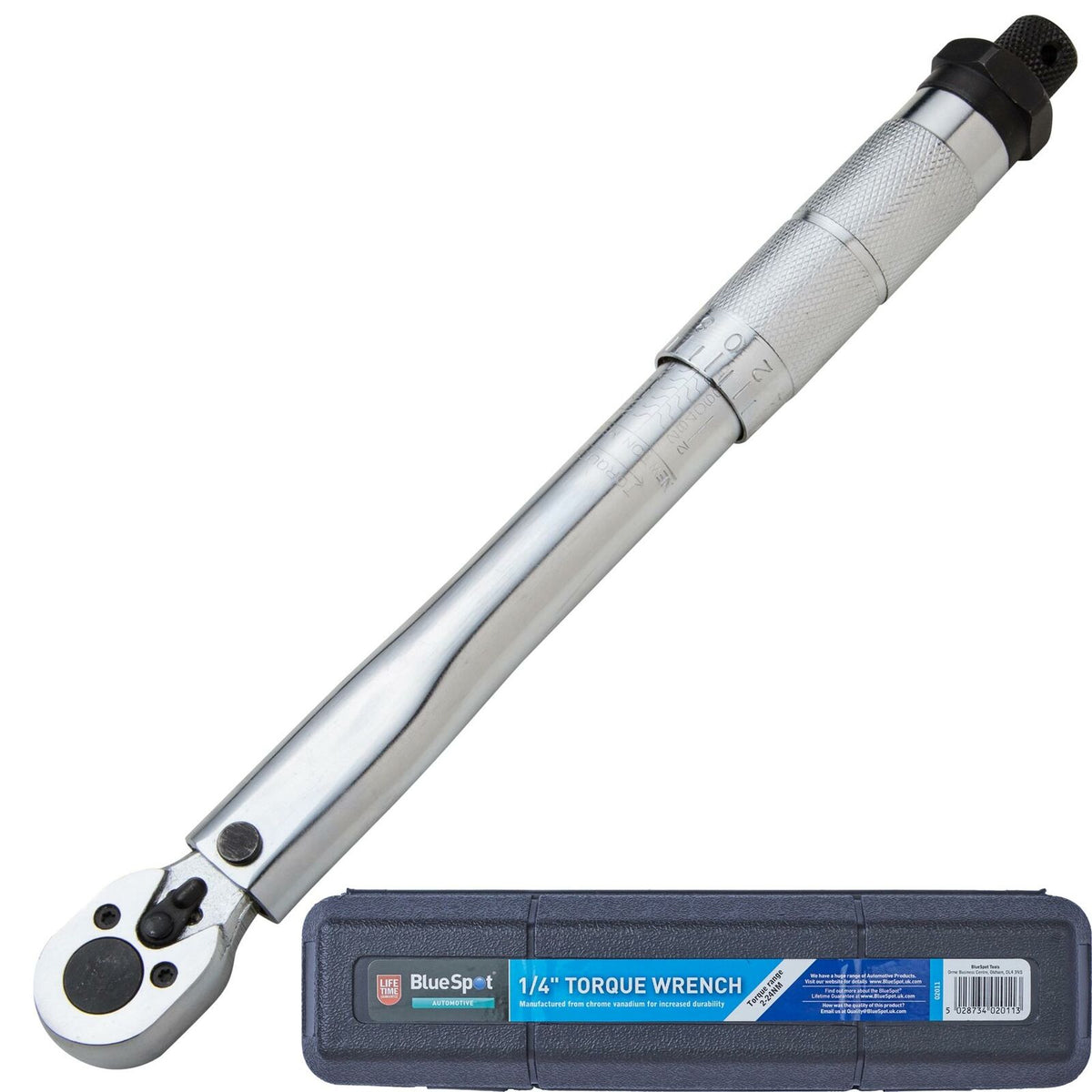 BlueSpot Adjustable Torque Wrench 2 -24Nm 1/4" Square Drive Hand Ratchet Tool