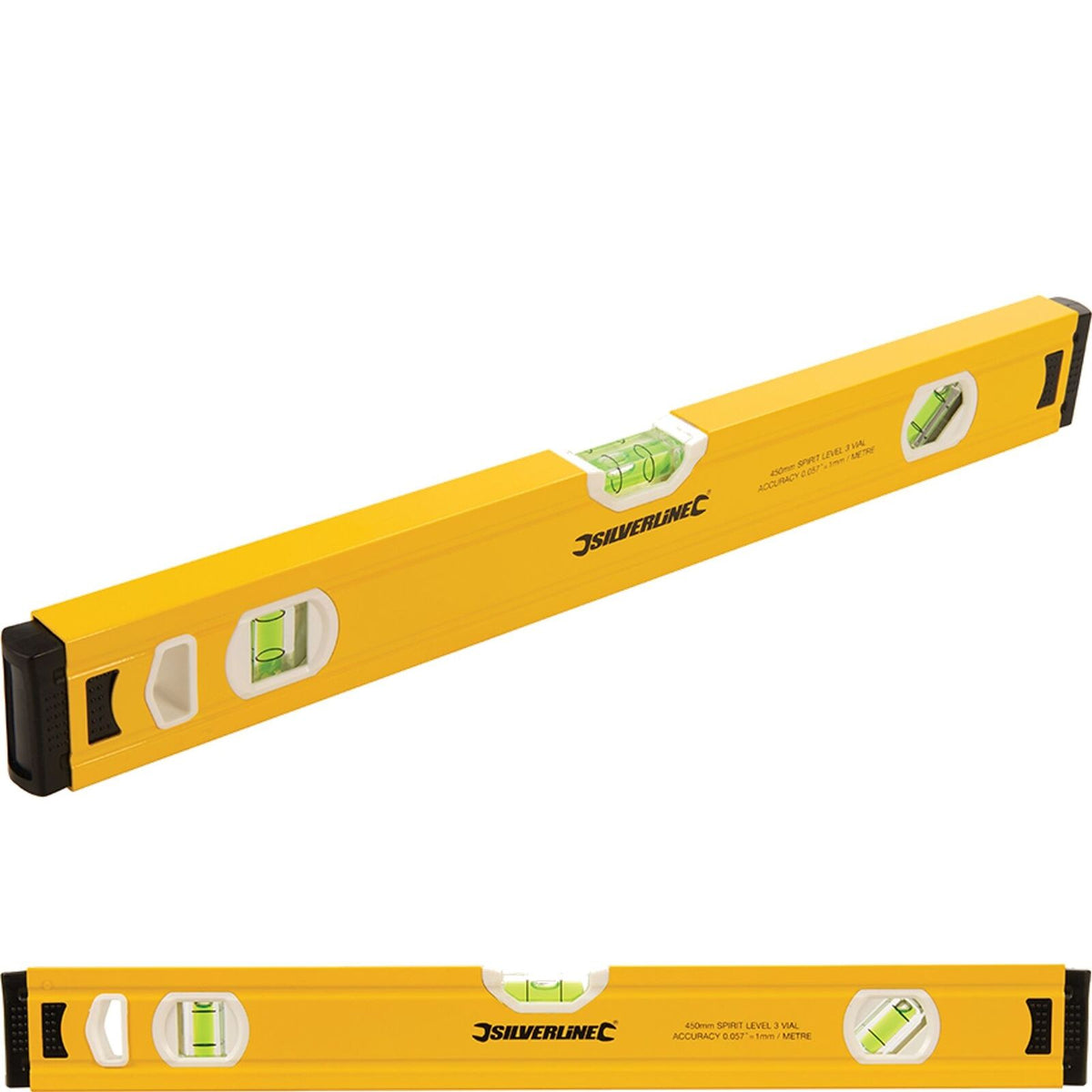 Silverline Spirit Level Trade Box Tool Builders & DIY Vial 450mm 18" 45cm