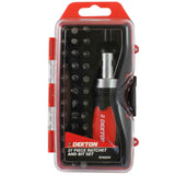 Dekton 38pc Stubby Ratchet Screwdriver Bit Set Torx Hex Pozi Slotted  Phillips