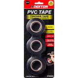Dekton 3pc Black Pvc Electrical Insulating Insulation Tape Rolls 15mm X 13m