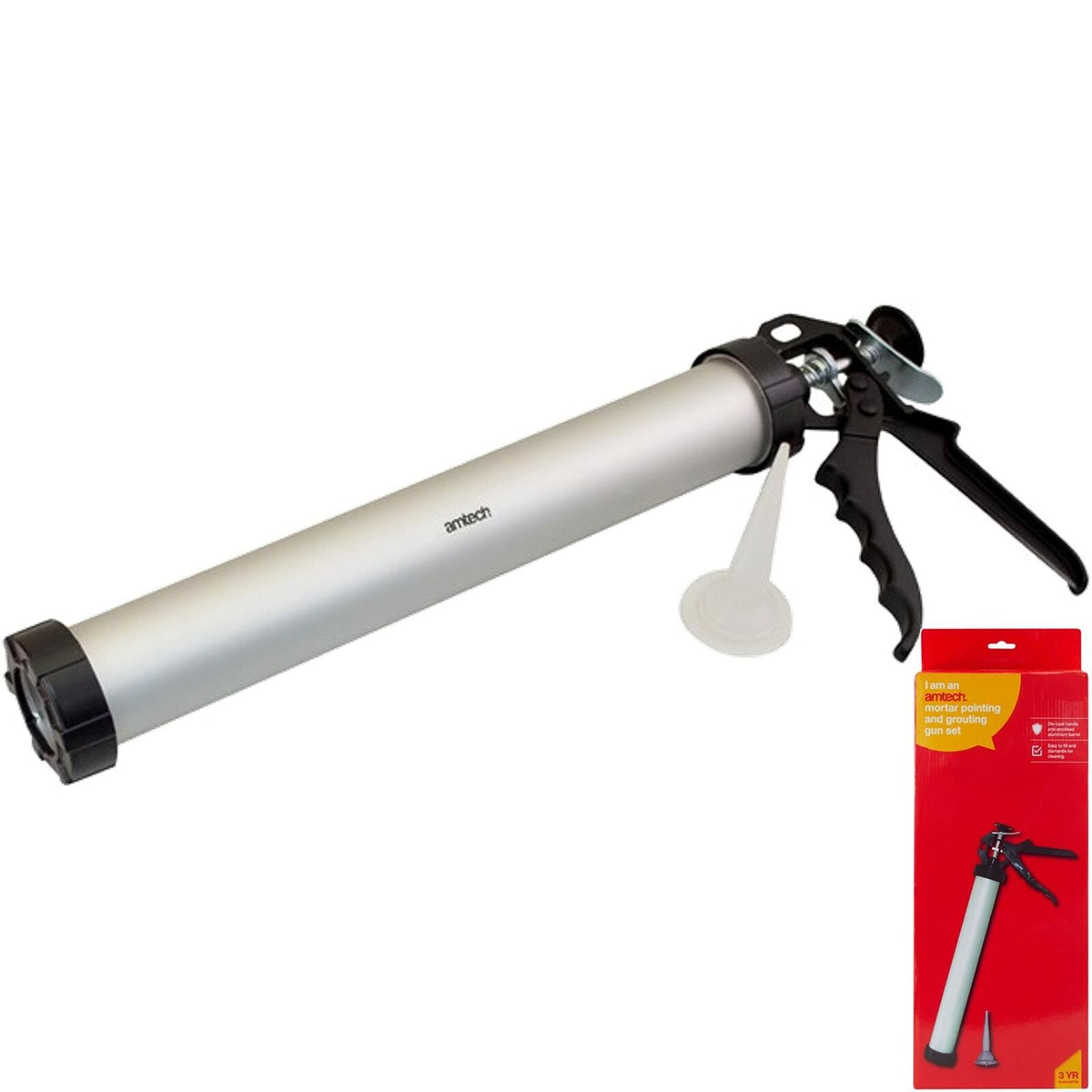 Amtech Mortar And Grouting Gun Brick Pointing Tile Cement Professional Metal
