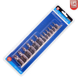 Bluespot 12pc  Male Torx Bit Star Socket Set With Rail 1/4" 3/8" Drive T10 - T60