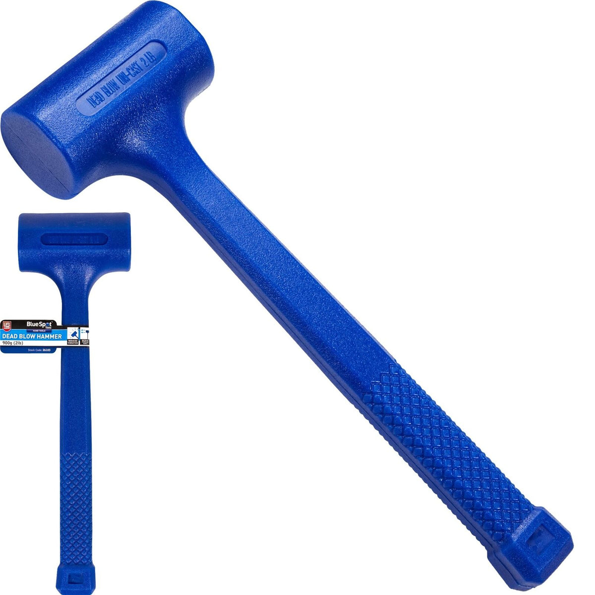 BlueSpot Dead Blow Hammer Rubber Head Mallet Garage Mechanics Camping 900g 2LB