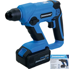 Silverline 18V Cordless Electric SDS Plus Hammer Drill 4Ah Li-ion battery