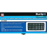 BlueSpot 20pc Deep and Shallow Metric Impact Sockets Set 10-19mm 1/2"