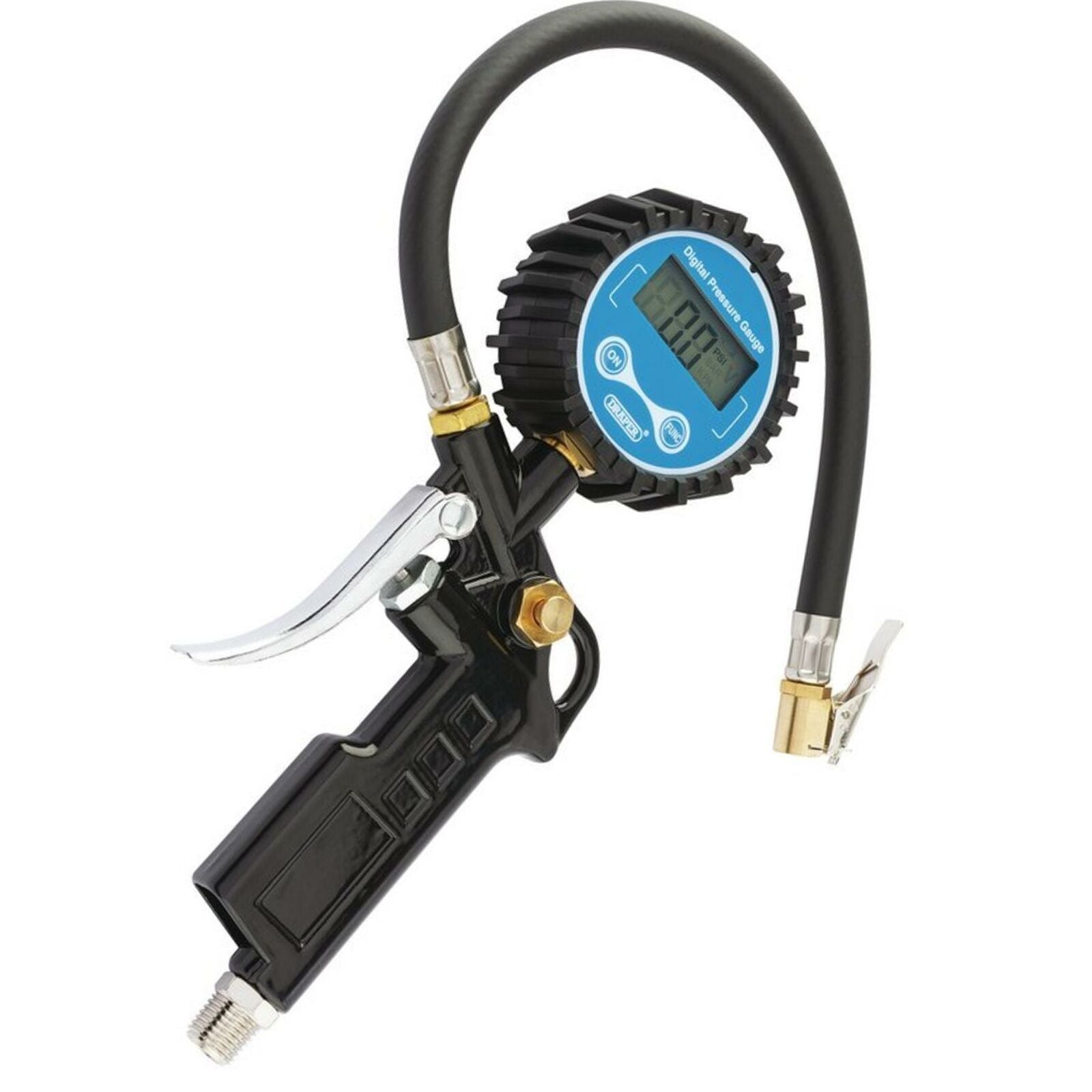 Draper Digital Air Line Tyre Pump Inflator Pressure Gauge Compressor 1/4" BSP