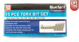 Bluespot Torx Star Keys Set 15pc 1/2" Drive Wrench Key Socket Bit Set T20 - T55