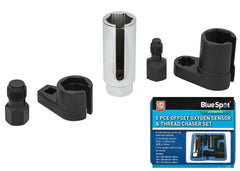 BlueSpot 5pc Deep Oxygen Sensor Socket Thread Chaser 3/8" & 1/2" Set 22mm (7/8")