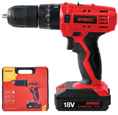 Amtech 18v Cordless Drill Electric Screwdriver Hammer Combi Drill Li-ion Battery