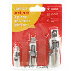 Am-Tech 3pc Universal Joint Adaptor Socket Flexible Set 1/4", 3/8", 1/2"  I6350