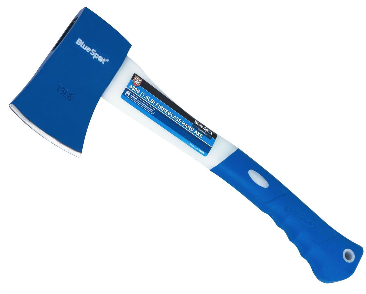 Bluespot Fibreglass Handle Wood Axe - Hand Hatchet Kindling Firewood Log Chopper