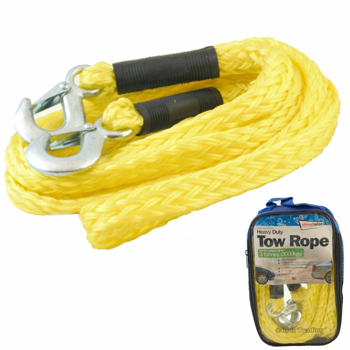 3 Ton Tonne Heavy Duty Vehicle Tow Rope Car Van Towing Strap Garage 3.5m SWTR30