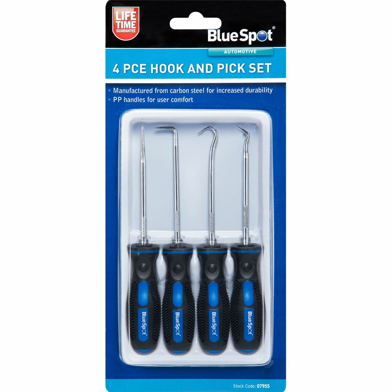 BlueSpot 4pc Pick And Hook Probe Set O Ring Seal Remover With Soft Anti Slip