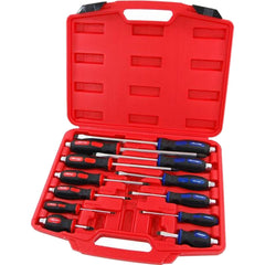 Neilsen 12pc Soft Grip Hex Pozi Flat Slotted Magnetic Go Through Screwdriver Set