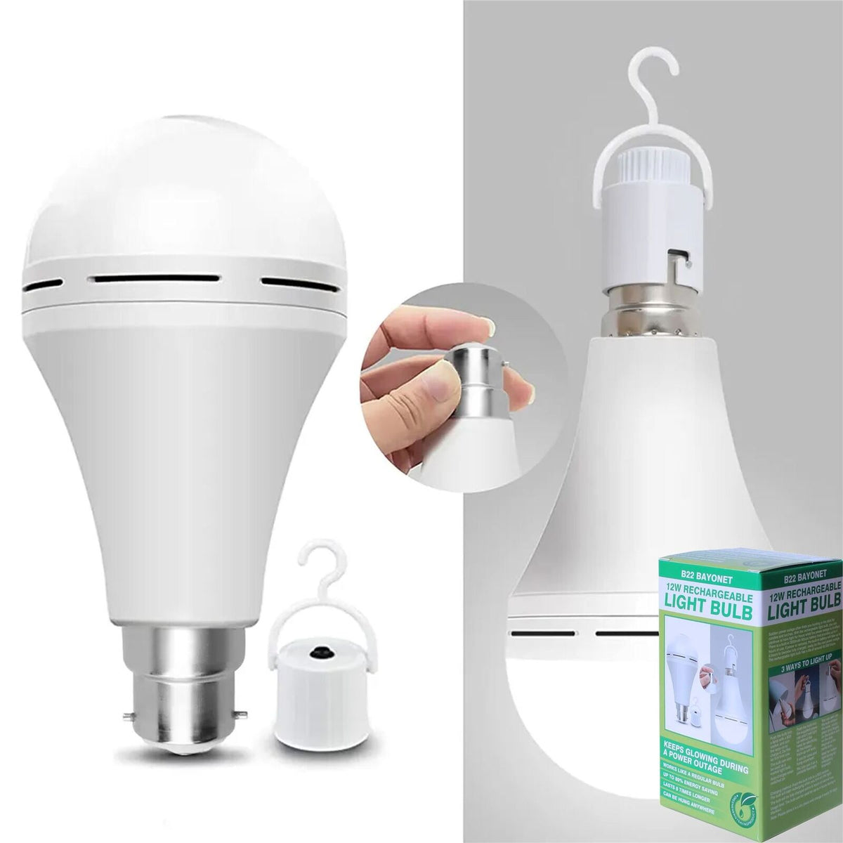 Avron B22 Bulb Rechargeable Bayonet Lamp Filament Light Bulbs Daylight White
