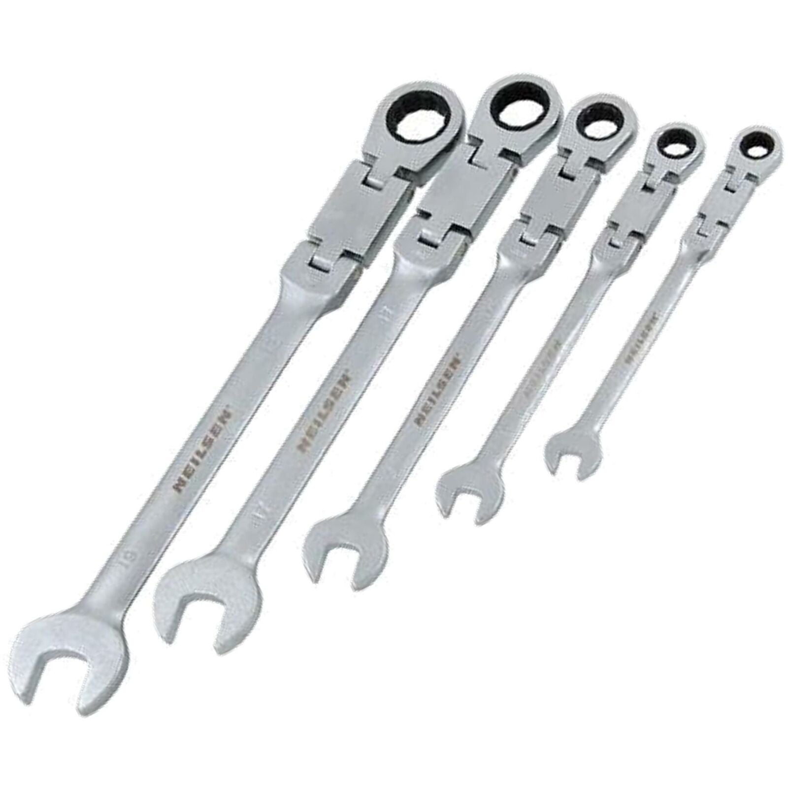 Neilsen 5pc Open & Closed Metric Ratchet Combination Wrench Spanner Set Flexible