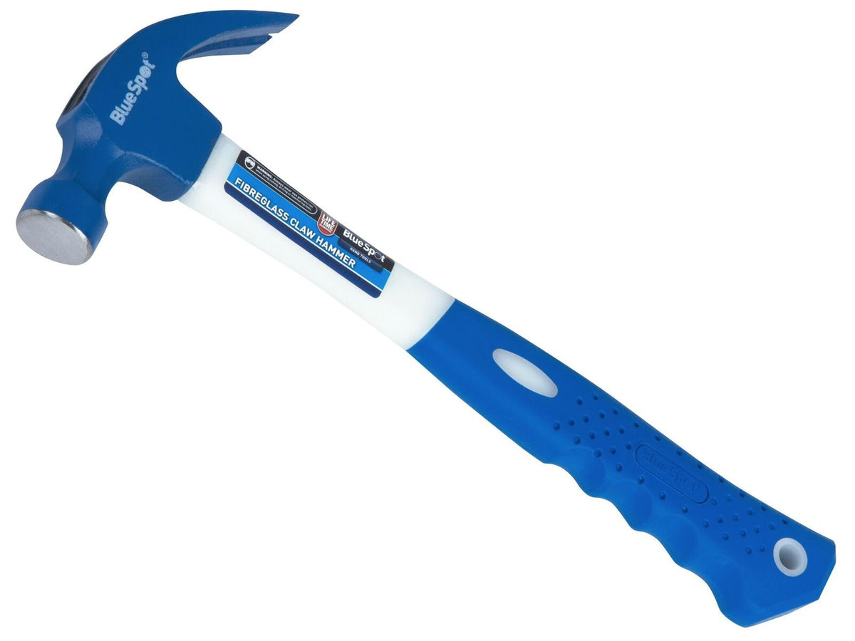 BlueSpot 20oz Claw Hammer Fibreglass Rubber Grip Handel Hardened Steel Head