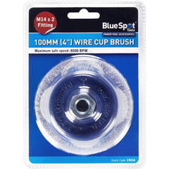 BlueSpot Steel Wire Cup Brush Welding Rust Paint Removal M14 X 2 100MM 4"