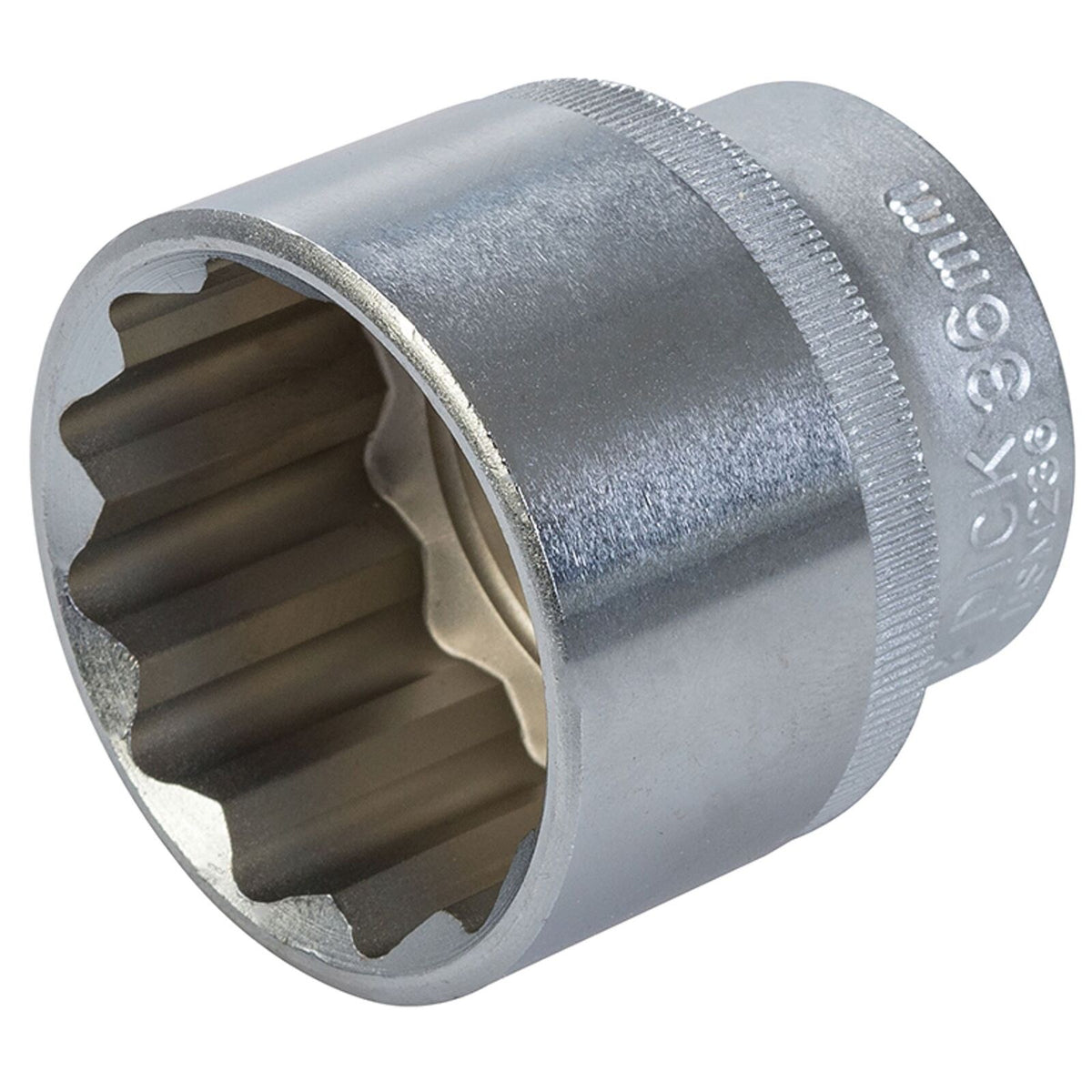 King Dick 36mm 12 PT Single Metric Polished Standard 1/2" Drive Socket
