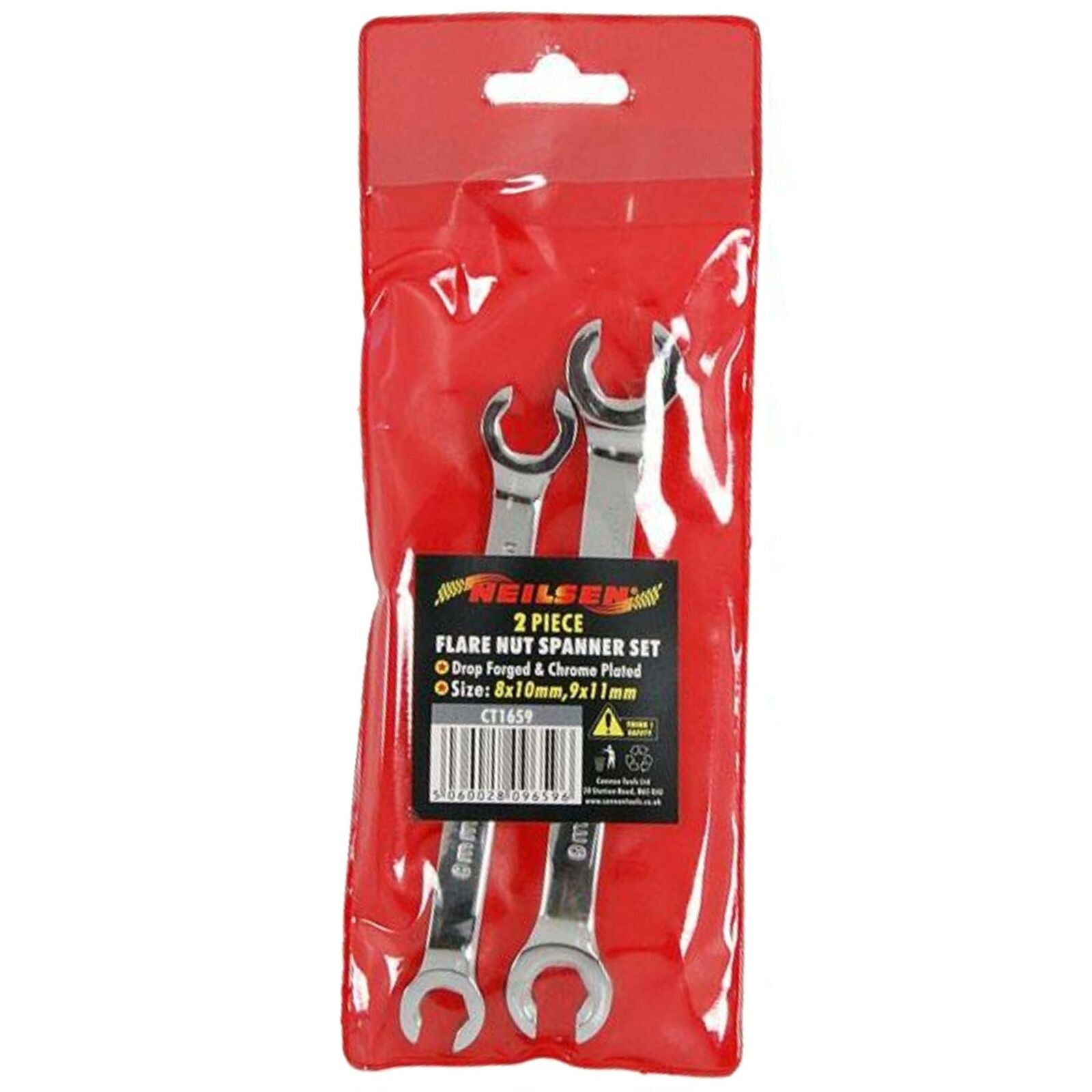 Neilsen Flare Nut Wrench  Open-Ended Brake Pipe Spanner Set 9mm, 8mm, 10mm, 11mm